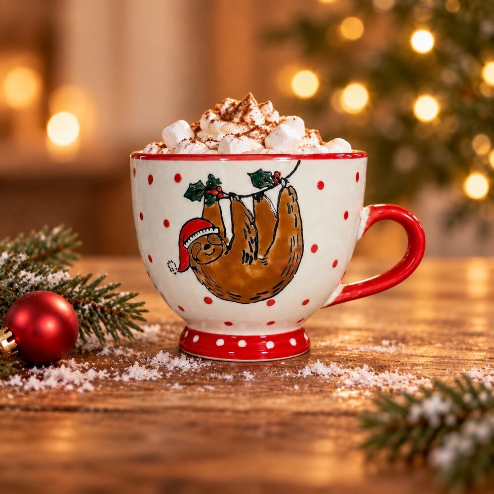 Sleigh Bell Bistro Happy Sloth-i-days Christmas Mug 14.4 oz